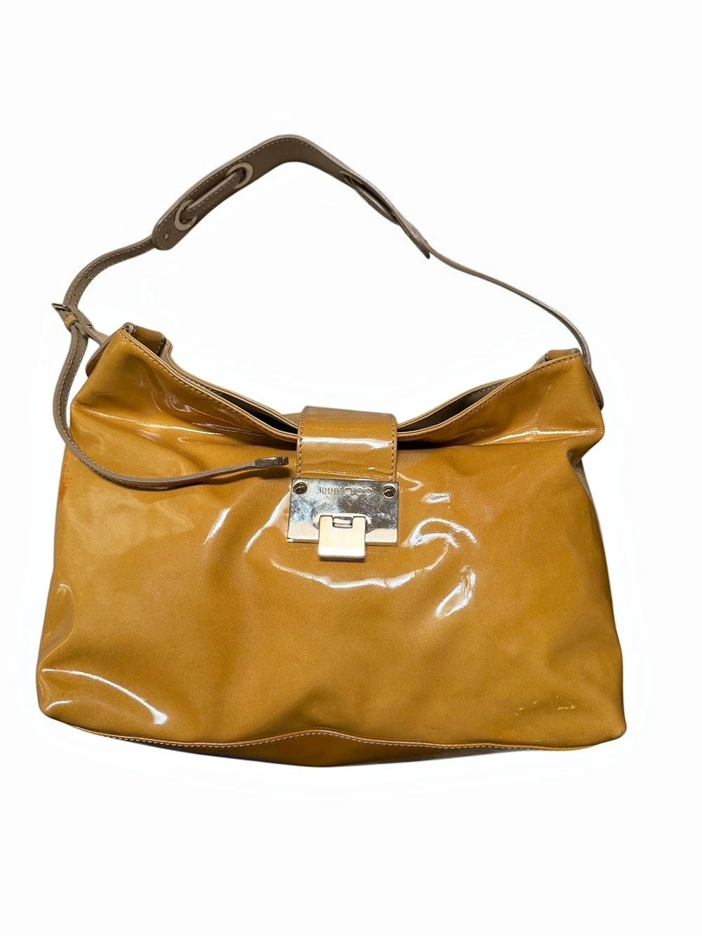 Jimmy Choo Patent Leather Shoulder Bag in Yellow & Brown